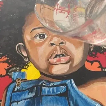 Close detail of the child portrait