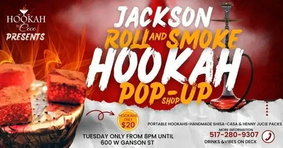 Roll and Smoke pop-up flyer, Jackson