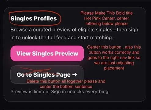 Singles profiles section with review notes