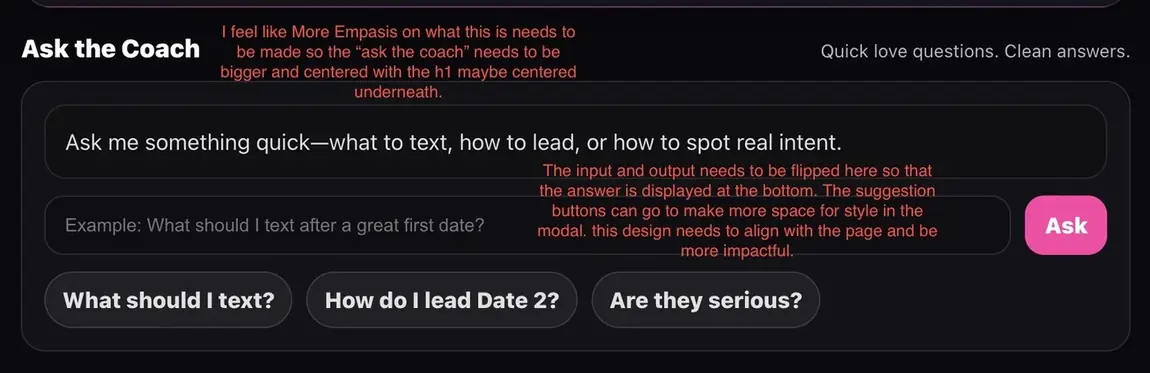 Ask the Coach module with review notes